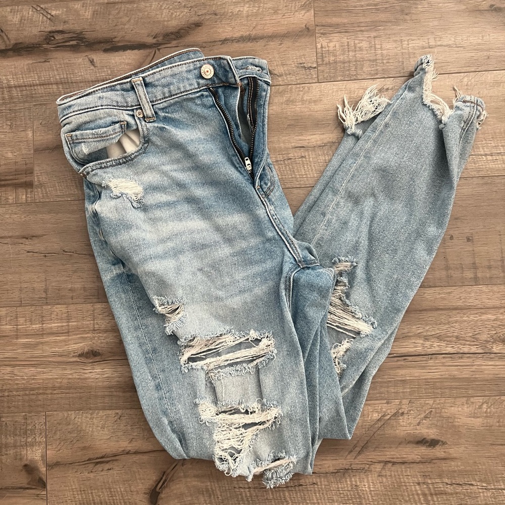 American eagle distressed mom jeans 12 long